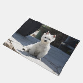 White West Highland Terrier Sitting on Sidewalk Deurmat (Schuin)