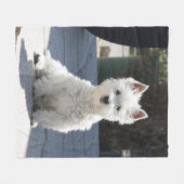 White West Highland Terrier Sitting on Sidewalk Fleece Deken (Voorkant (Horizontaal))