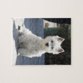 White West Highland Terrier Sitting on Sidewalk Legpuzzel (Horizontaal)