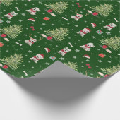 White Westie Christmas Whimsical Cadeaupapier (Hoek)