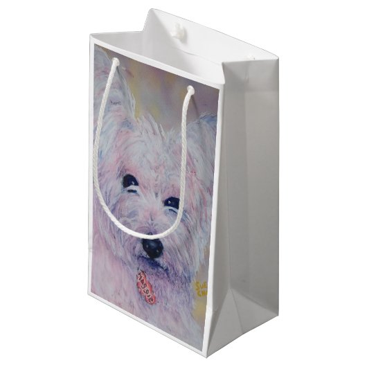 WHITE WESTY HOIGHLAND GIFT BAG KLEIN CADEAUZAKJE (Voorkant Gekanteld)