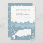  White Whale Baby shower Invitation Kaart (Voorkant / Achterkant)