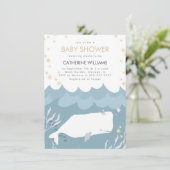  White Whale Baby shower Invitation Kaart (Staand voorkant)