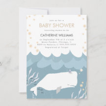  White Whale Baby shower Invitation