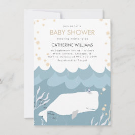  White Whale Baby shower Invitation Kaart