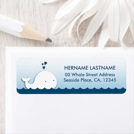 White Whale Baby shower Return Address Labels (Insitu)