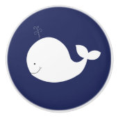 White Whale Navy Blue Nautical Ocean Theme Keramische Knop (Voorkant)