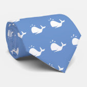 White Whale Pattern on Sky Blue Stropdas (Opgerold)