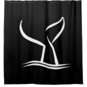 White Whale Tail Black Shower Curtain Douchegordijn (Voorkant)
