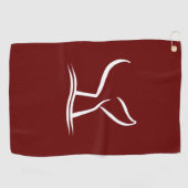 White Whale Tail Dark Red Golfhanddoek (Horizontaal)