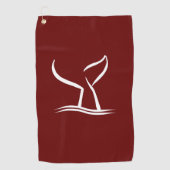 White Whale Tail Dark Red Golfhanddoek (Voorkant)