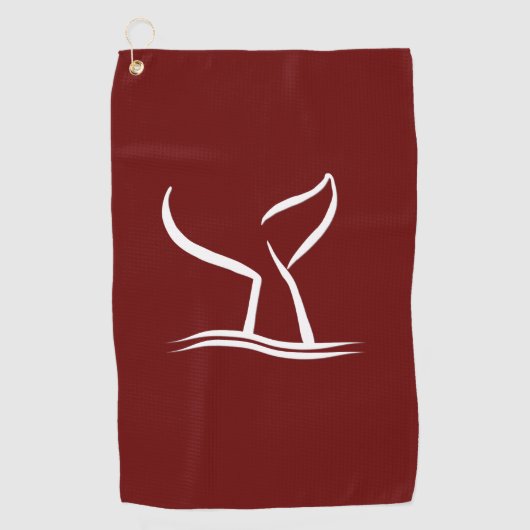 White Whale Tail Dark Red Golfhanddoek (Voorkant)