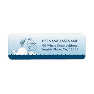 White Whales Baby shower Return Address Labels