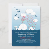 White Whales Stylish Baby shower nodigt gewonden u Kaart (Voorkant)