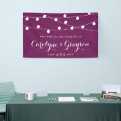 White Whimsical Fairy Lights Paars Wedding Spandoek (Beurs)