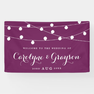 White Whimsical Fairy Lights Paars Wedding Spandoek