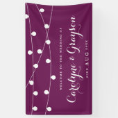 White Whimsical Fairy Lights Paars Wedding Spandoek (Verticaal)