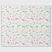 White Whimsical Garden Butterfly Girls Birthday Cadeaupapier (Vlak)