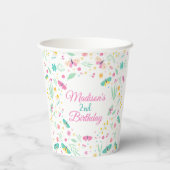 White Whimsical Garden Butterfly Girls Birthday Papieren Bekers (Achterkant)