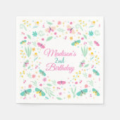 White Whimsical Garden Butterfly Girls Birthday Servet (Voorkant)