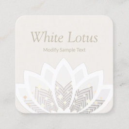 White Whimsical Lotus Flower Vierkante Visitekaartje