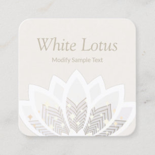 White Whimsical Lotus Flower Vierkante Visitekaartje
