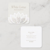 White Whimsical Lotus Flower Vierkante Visitekaartje (Voorkant / Achterkant)