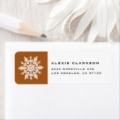 White Whimsical Snowflake Burnt Orange Christmas Etiket (Insitu)