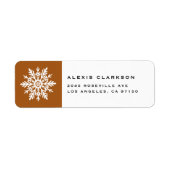 White Whimsical Snowflake Burnt Orange Christmas Etiket (Voorkant)
