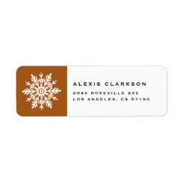 White Whimsical Snowflake Burnt Orange Christmas Etiket