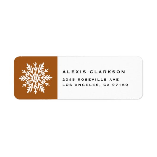 White Whimsical Snowflake Burnt Orange Christmas Etiket (Voorkant)