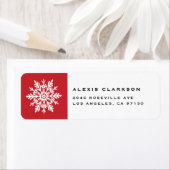 White Whimsical Snowflake Red Christmas Etiket (Insitu)