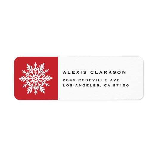 White Whimsical Snowflake Red Christmas Etiket (Voorkant)
