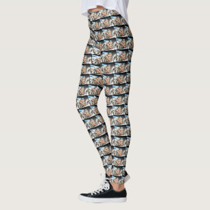 White Whippet Dog Dimensional Art Leggings