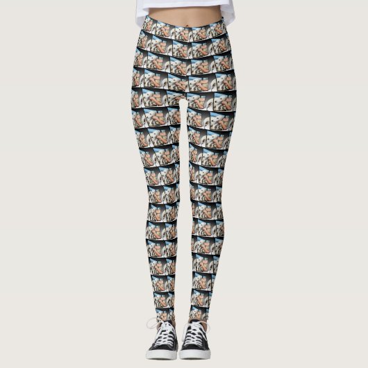 White Whippet Dog Dimensional Art Leggings (Voorkant)