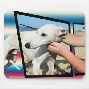 White Whippet Dog Dimensional Art Muismat
