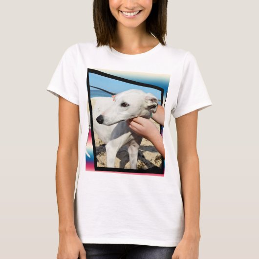 White Whippet Dog Dimensional Art T-shirt (Voorkant)
