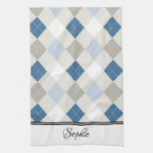 White & White Argyle Gepersonaliseerd Theedoek (Verticaal)
