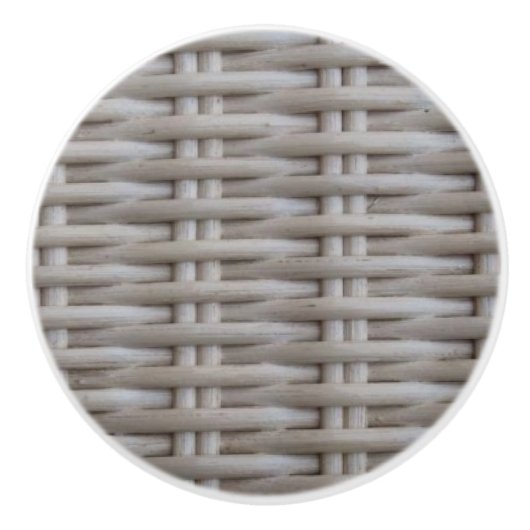 White Wicker Keramische Knop (Voorkant)