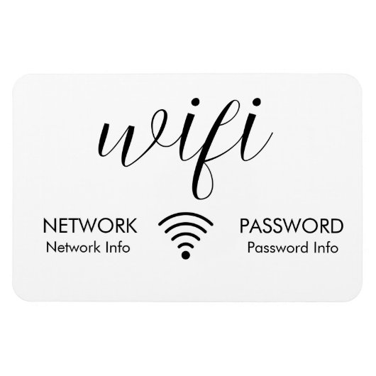 White WiFi Password Sign Black WiFi Network Info Magneet (Horizontaal)