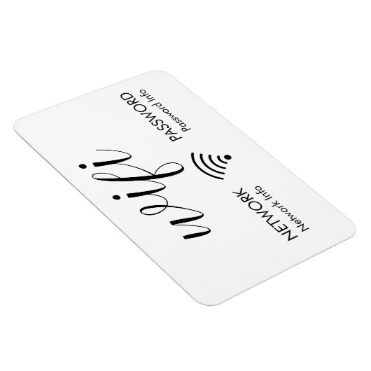 White WiFi Password Sign Black WiFi Network Info Magneet (Rechterzijde)