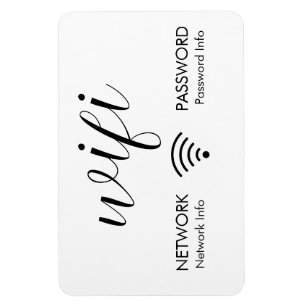 White WiFi Password Sign Black WiFi Network Info Magneet