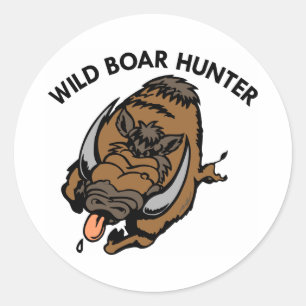 White Wild Boar Hunter Ronde Sticker