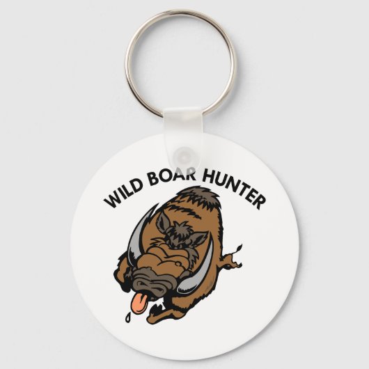 White Wild Boar Hunter Sleutelhanger (Voorkant)
