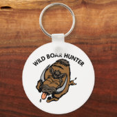 White Wild Boar Hunter Sleutelhanger (Voorkant)