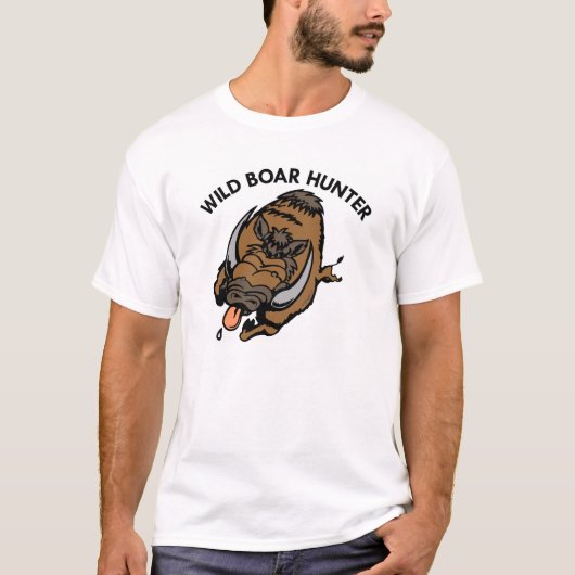 White Wild Boar Hunter T-shirt (Voorkant)