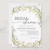 White Wild Flower Wreath Script Vrijgezellenfeest Kaart (Voorkant)