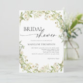 White Wild Flower Wreath Script Vrijgezellenfeest Kaart (Staand voorkant)