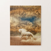 White Wild Horse Galloping in Desert, Stormy Sky - Legpuzzel (Verticaal)