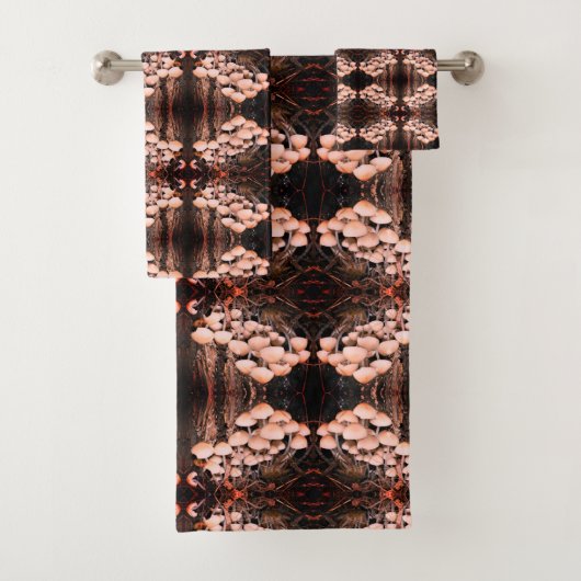 White Wild Mushrooms Abstract Natuur Pattern Bad Handdoek (Insitu)